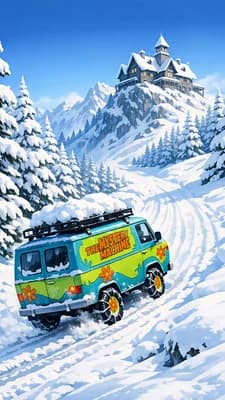 Mystery Machine in Snowy Mountains wallpaper thumbnail