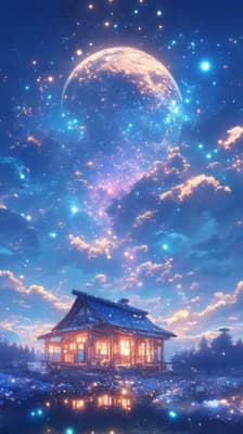 Moonlit Cozy Abode wallpaper thumbnail