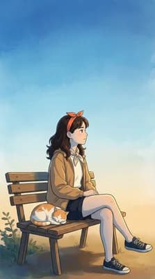 Girl With Cat wallpaper thumbnail