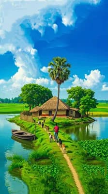 Village By River wallpaper thumbnail