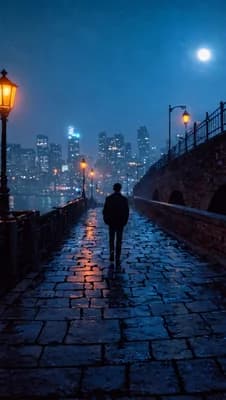 Moonlit City Stroll wallpaper thumbnail