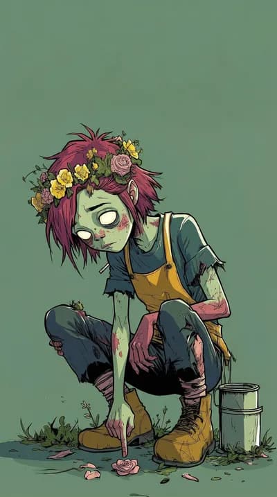 Zombie Girl Sitting Pose wallpaper thumbnail