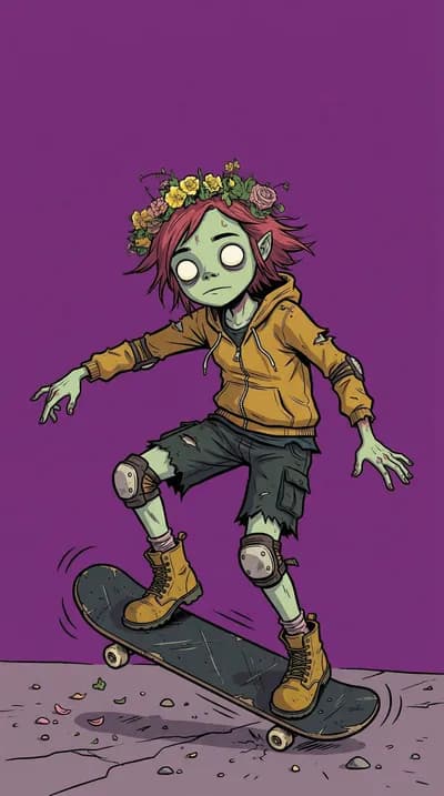 Zombie Girl Skateboarder wallpaper thumbnail