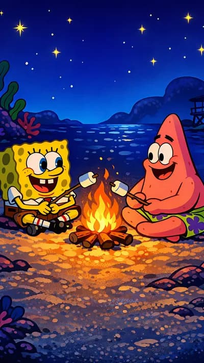 SpongeBob and Patrick's Campfire Night wallpaper thumbnail