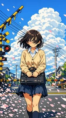 Girl Under Cherry Blossoms wallpaper thumbnail