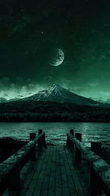 Moonlit Mountain Dock wallpaper thumbnail