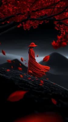 Red Lady In Autumn wallpaper thumbnail