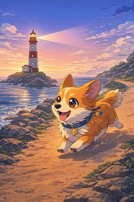 Corgi By Lighthouse wallpaper thumbnail