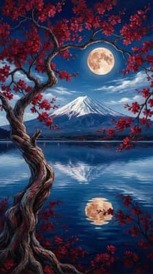 Moonlit Cherry Blossoms wallpaper thumbnail