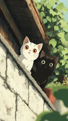 Curious Feline Friends wallpaper thumbnail
