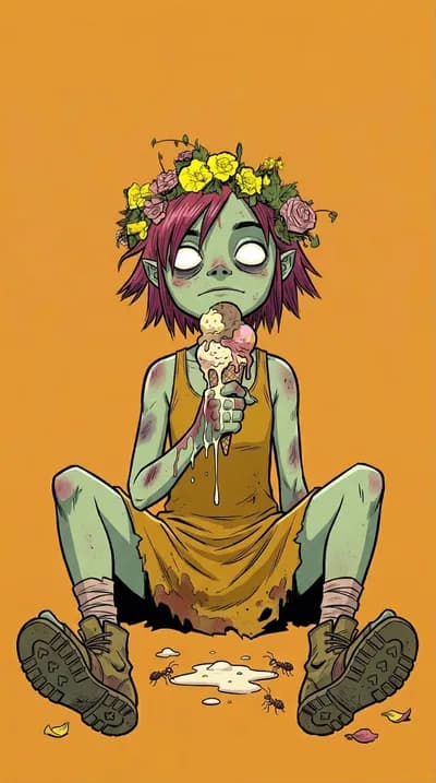 Zombie Girl Eating Ice Cream wallpaper thumbnail