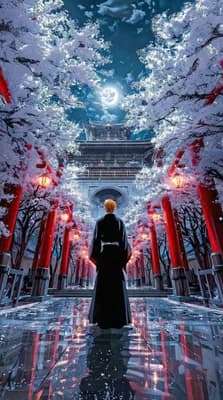 Moonlit Sakura Gateway wallpaper thumbnail