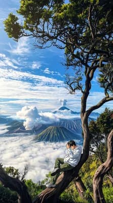 Mountain Tree Serenity wallpaper thumbnail