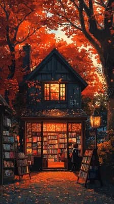 Cozy Autumn Bookshop wallpaper thumbnail