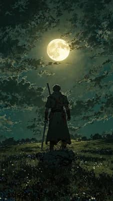Moonlit Warrior Stand wallpaper thumbnail