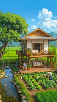 Serene Countryside Home wallpaper thumbnail