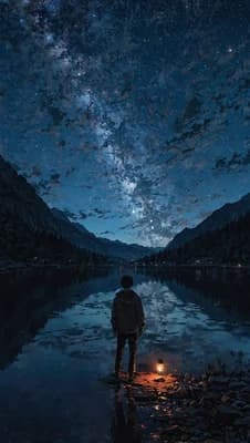 Stargazing By Lake wallpaper thumbnail