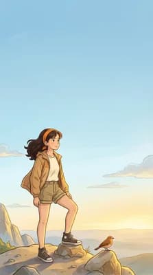 Girl On Mountain Peak wallpaper thumbnail