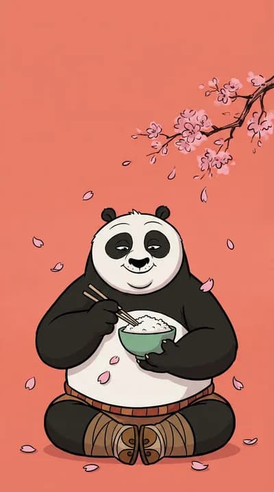 Panda Eating Rice Bowl wallpaper thumbnail