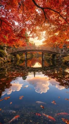 Autumn Pond Serenity wallpaper thumbnail