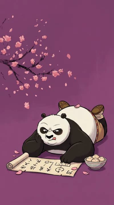 Panda Cherry Blossom Study wallpaper thumbnail
