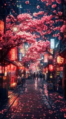 Sakura Street Night wallpaper thumbnail