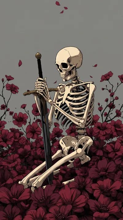Skeleton in a Flower Field wallpaper thumbnail