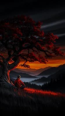 Monk Under Tree wallpaper thumbnail