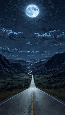 Moonlit Mountain Road wallpaper thumbnail