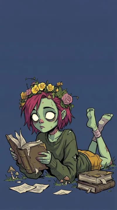 Zombie Girl Reading wallpaper thumbnail