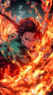 Tanjiro Fire Rage wallpaper thumbnail