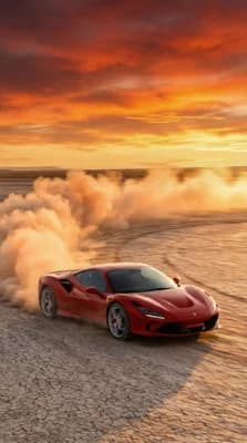 Red Car Desert Drive wallpaper thumbnail