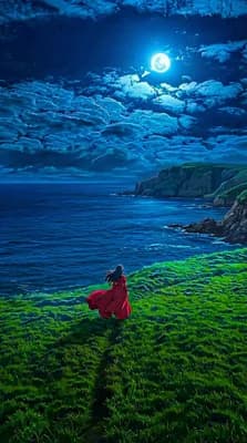 Moonlit Coastal Scene wallpaper thumbnail